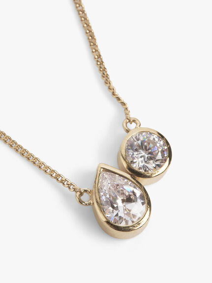 Recycled Silver Gold Plated Necklace with CZ Stones