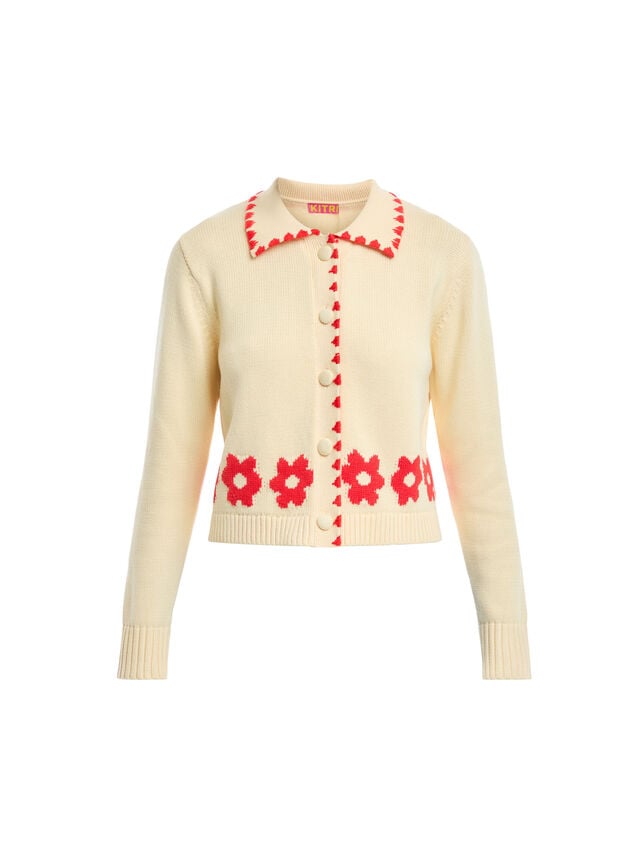 Polly Red Tiled Floral Cardigan