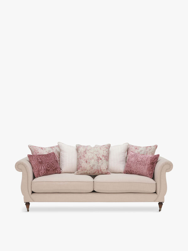 Drew Pritchard Atherton Pillow Back 4 Seater Sofa with Scatter Cushions