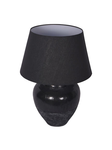 Skyline Black Terracotta Table Lamp with Shade, Large E27 LED GLS
