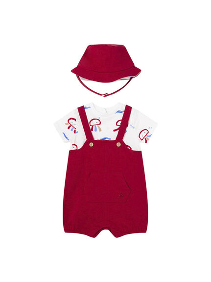 Octopus Dungaree dot and hat onesie