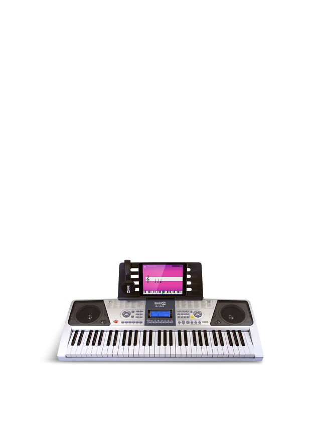 RockJam 61-Key Keyboard Piano Kit with Stand, Bench, Headphones, Note Stickers & Lessons