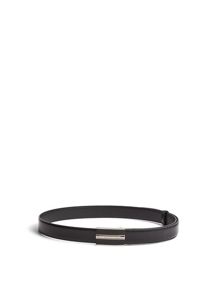 Rectangular Framed Black Saffiano Buckle Belt
