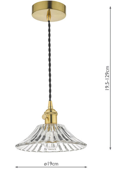 Hadano Pendant - Natural Brass with Flared Glass Shade