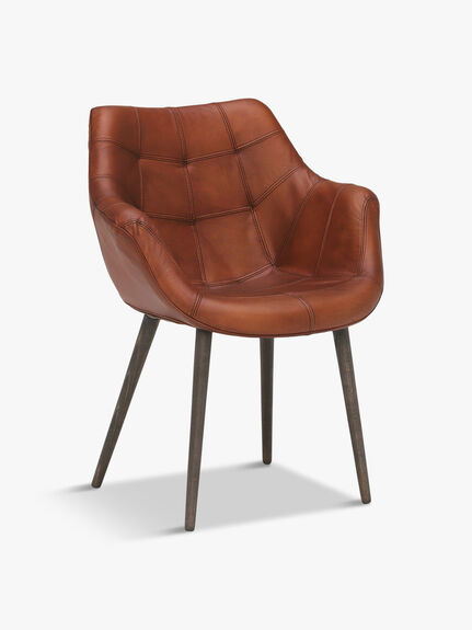 Birinus Leather Dining Chair, Light Brown Matt