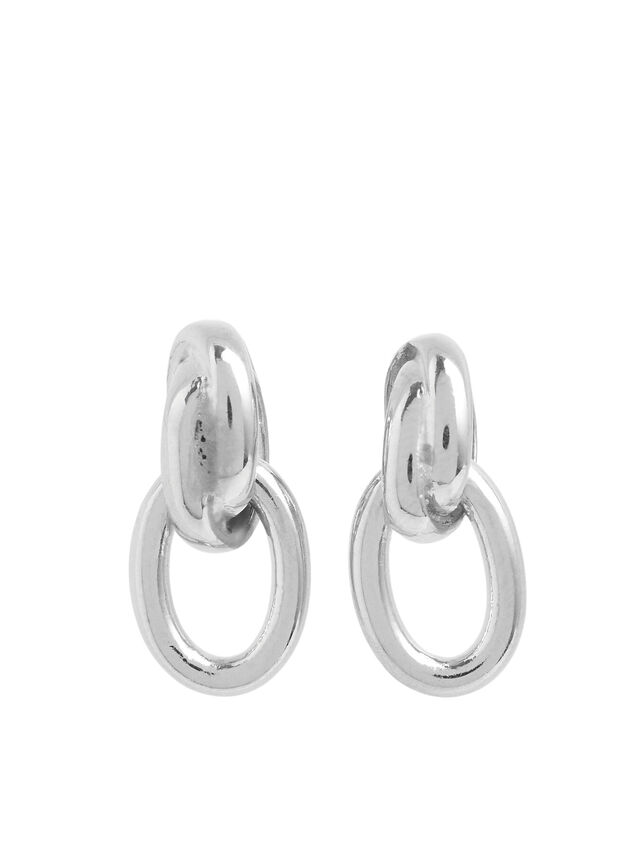 Small Silver Double Link Stud Earrings