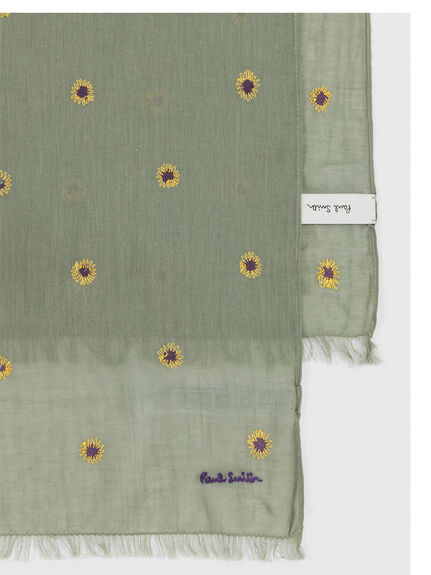 Embroidered Sunflower Scarf