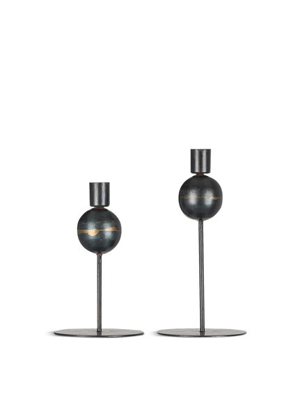 Endo Recycled Iron Candle Holder Set of 2