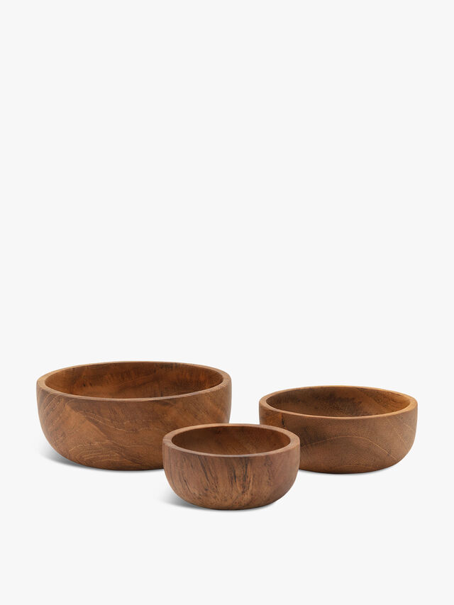 Reclaimed Teak Root Wood Nibble Bowls Set of 3