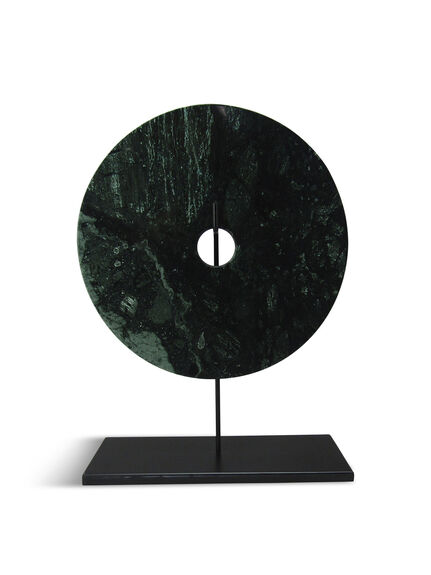 Marble Decorative Object Green Black Iron Matt Black Stand