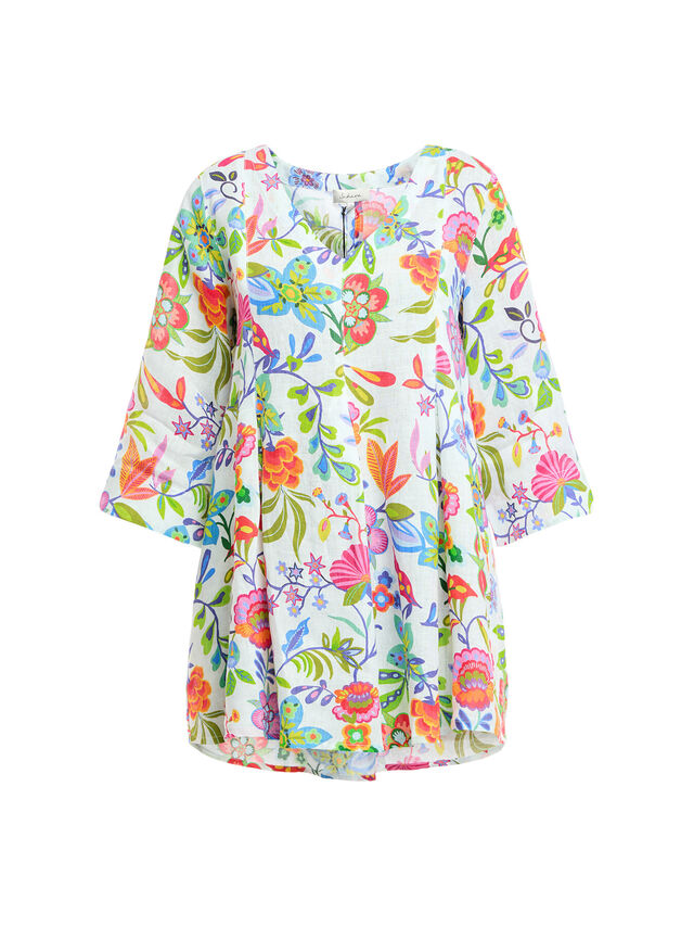 Folkloric Floral Linen Tunic