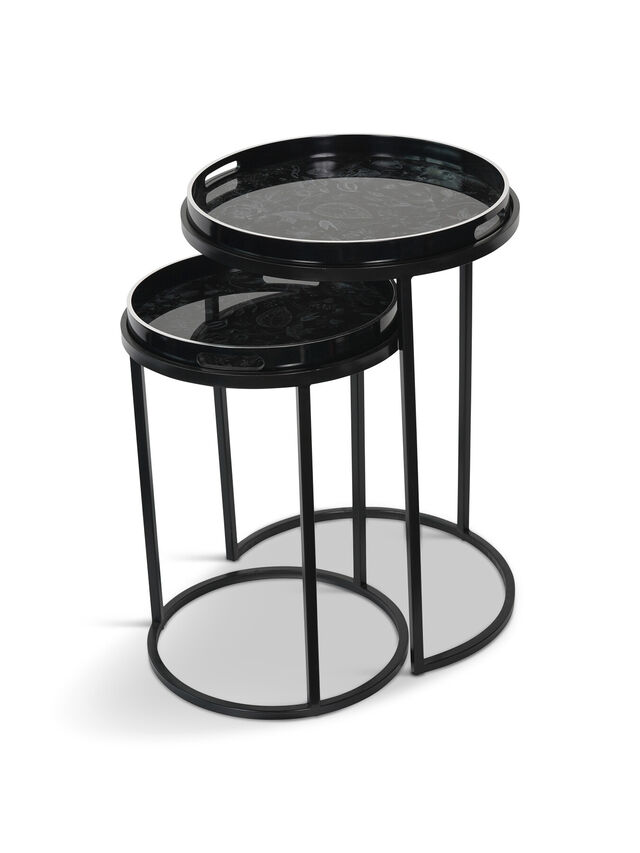 Louise Print Set Of 2 Side Tables With Removeable Trays