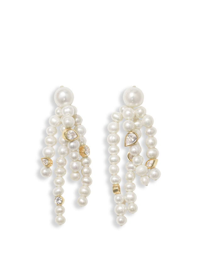 Earrings With Cz and Fresh Water Pearls