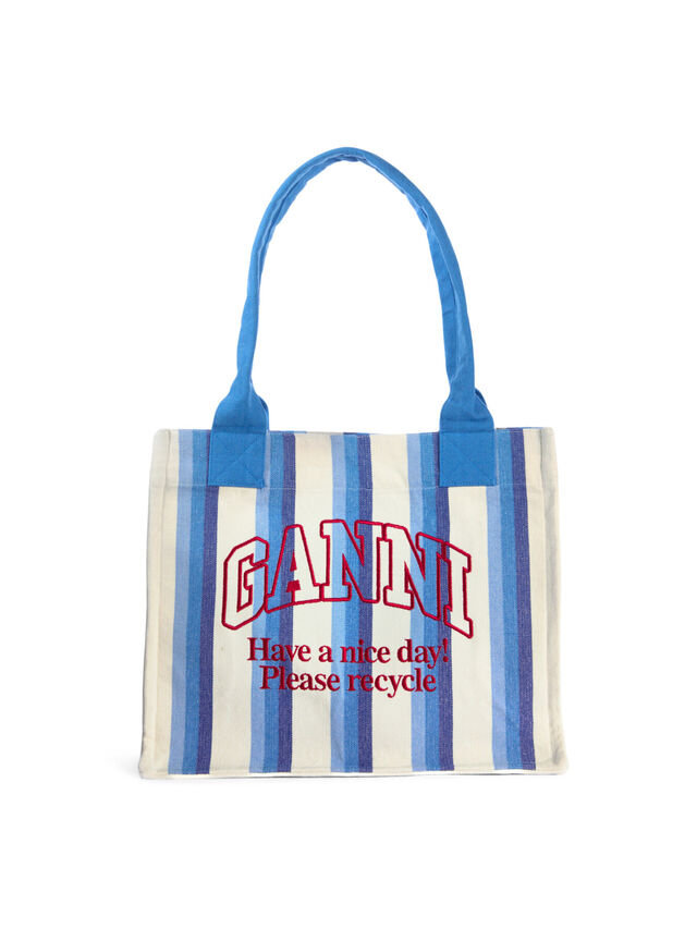 Blue Striped Large Easy Shopper Tote