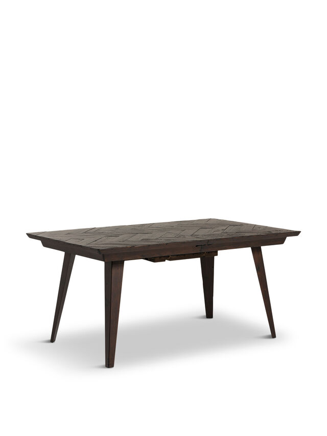 Elon Dark Brown Herringbone Reclaimed Wood 186x100cm Extending Dining Table