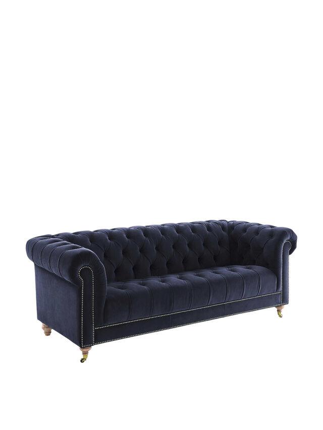 Ullswater 3.5 Seater Chesterfield Sofa, Ink Blue Velvet