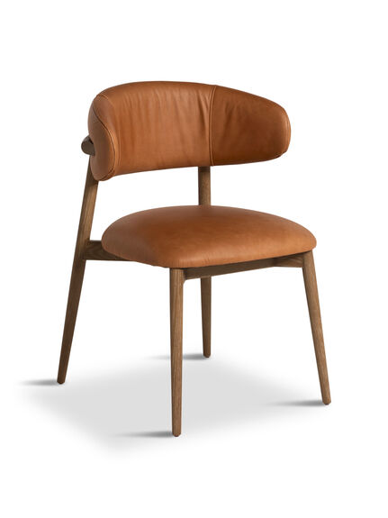 Lexa Brown Leather Open Back Curved Dining Chair