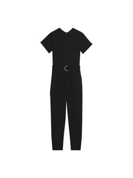 GRACIEJ High Waisted Belted Tapered Cargo Jumpsuit