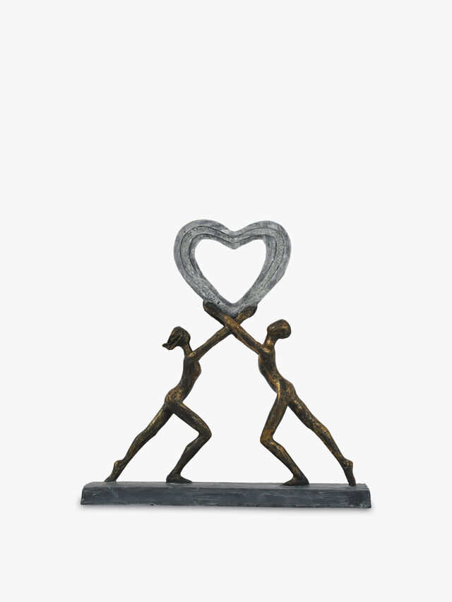 Uplifting Love Couple with Heart Resin Sculpture