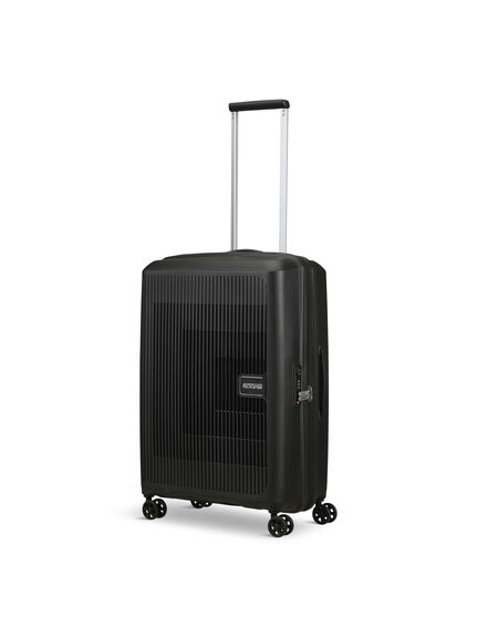 American Tourister Aerostep Spinner 67cm Medium Expandable Suitcase, Black