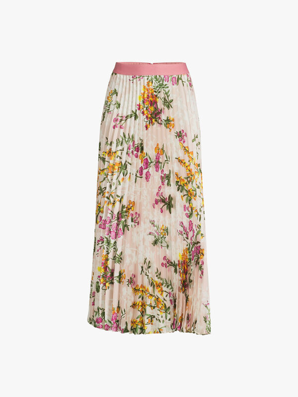 Garbo Floral Print Pleat Long Skirt
