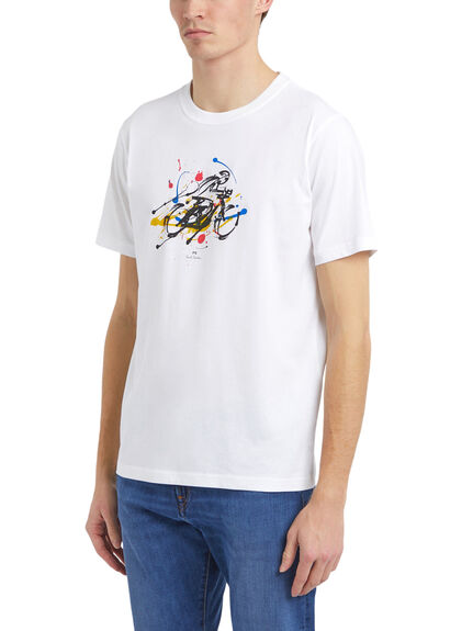 Cyclist Sketch Print Cotton T-Shirt