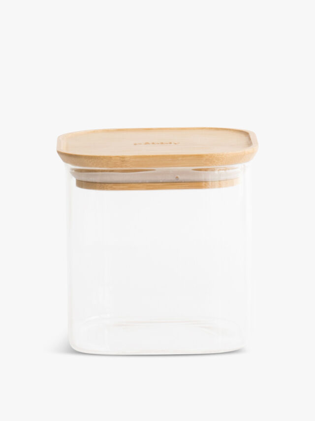 Square Tall Glass Food Storage Container with Bamboo Lid 800ml