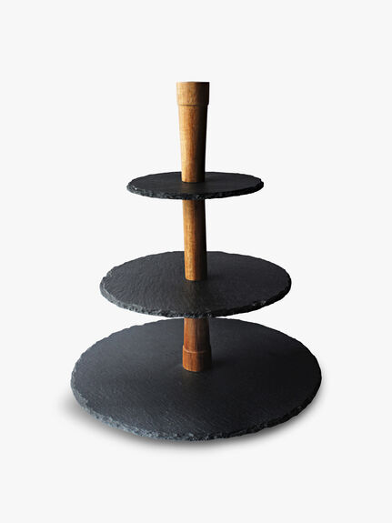 Slate & Wood Cheese Serving Tower
