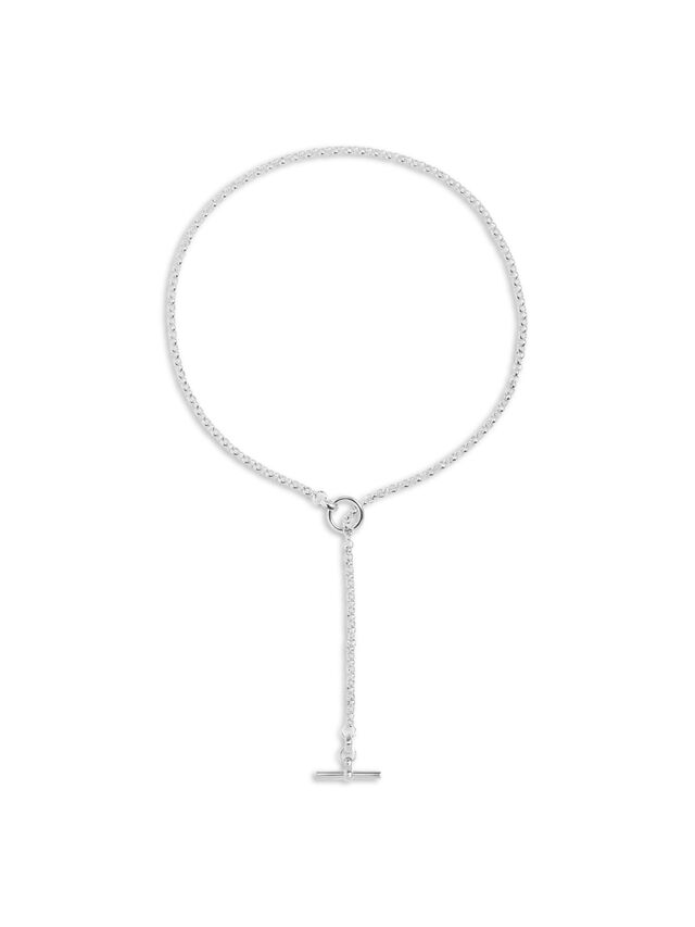 Short Silver Lariat Necklace