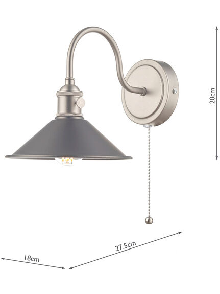 Hadano Wall Light -  Antique Chrome with Antique Pewter Shade