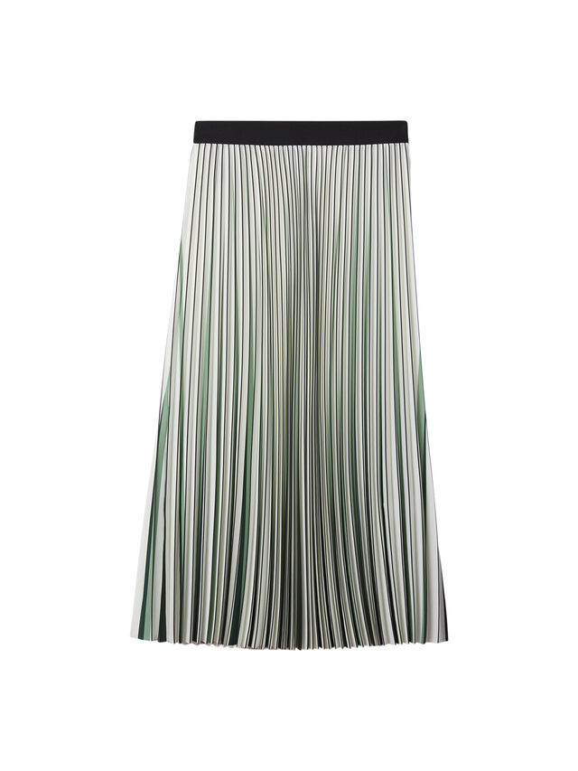 Saige Pleated Striped Midi Skirt