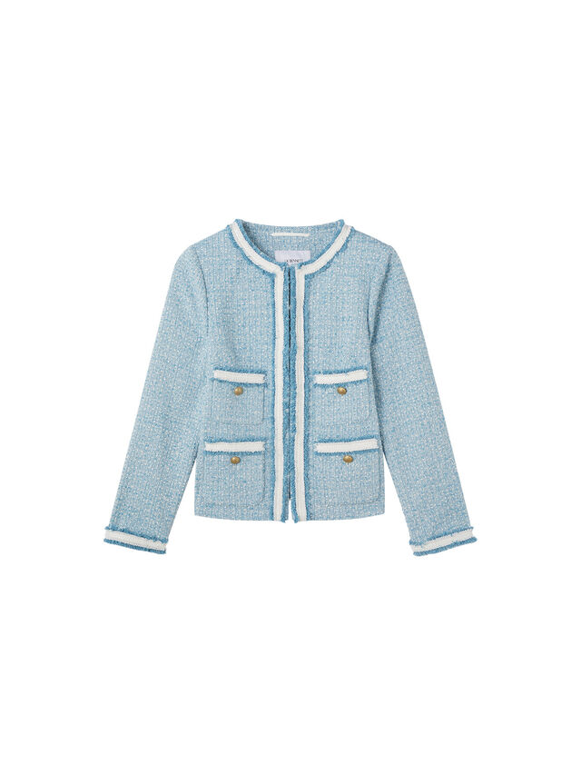 Charlie Blue Italian Recycled Cotton Blend Tweed Jacket