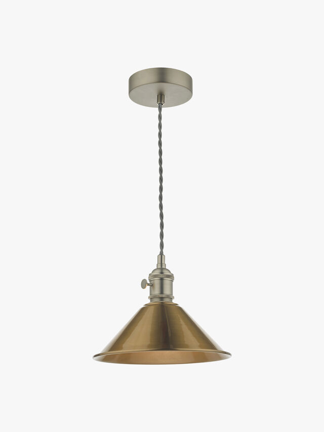 Hadano Pendant -  Antique Chrome with Aged Brass Shade