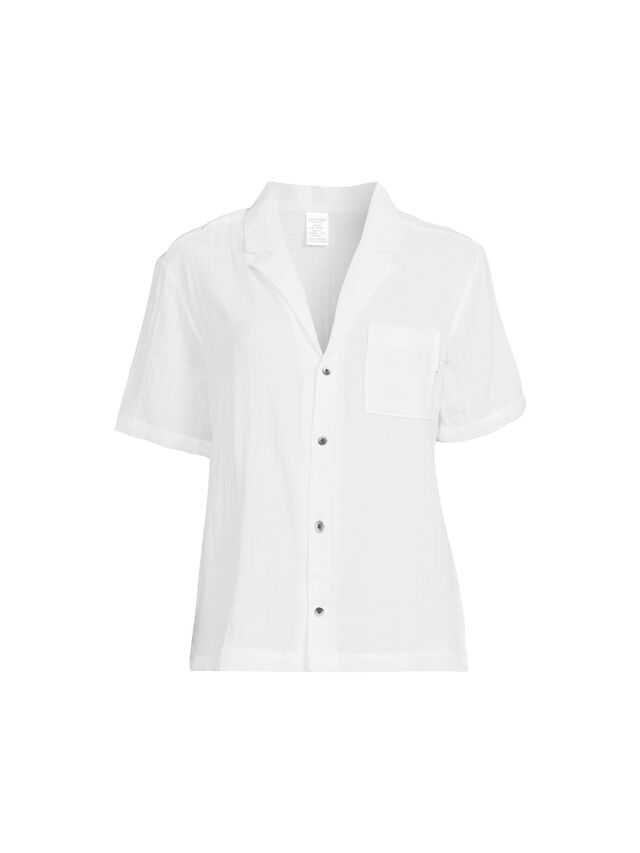 Textured Cotton Short Sleeve Button Down Shirt
