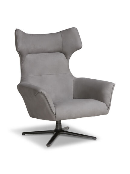 Jax Leather Swivel Chair, Grey