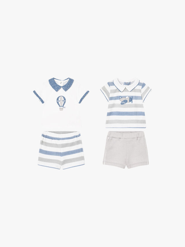 Stripe Polo Shirt & Shorts Set Two Piece Set