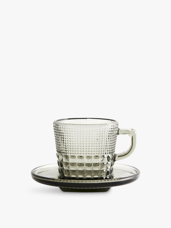 Glass Cup and Saucer