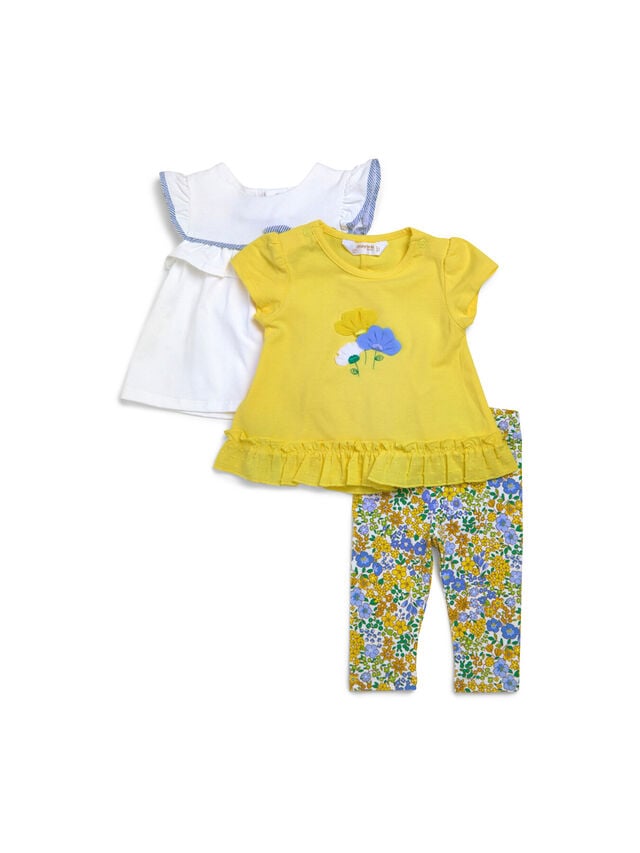 2 t-shirts with Floral leggings set