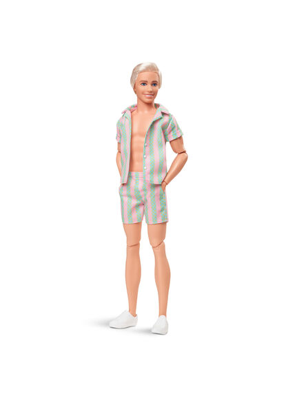 Barbie™ The Movie Ken® Doll Wearing Pastel Striped Beach Matching Set