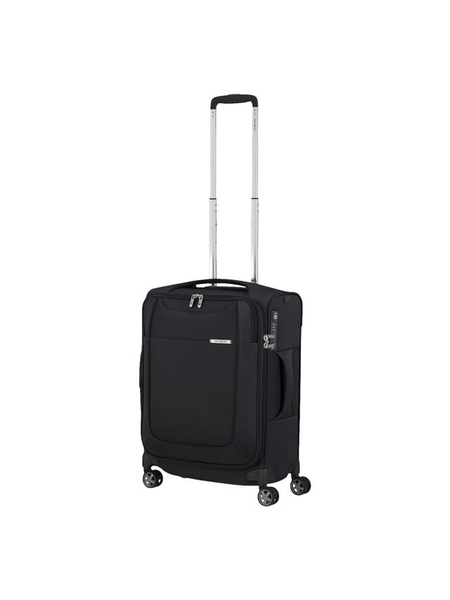 D Lite Spinner 4 wheel 55cm expandable black suitcase