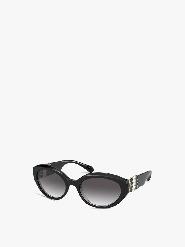 Oval Cat-Eye Temple Mix Sunglasses