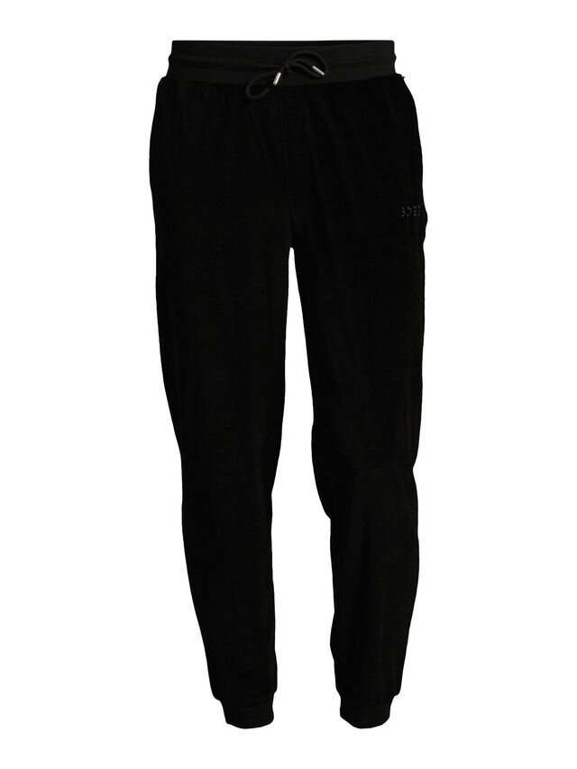 Cotton Blend Velour Tracksuit Bottoms With Embroidered Logo
