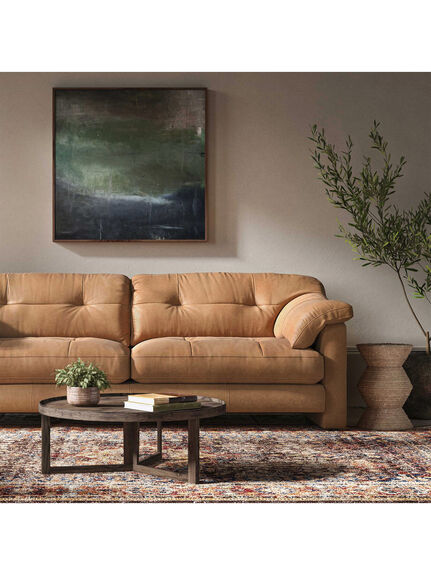 Penley Button Back Leather 3 Seater Sofa