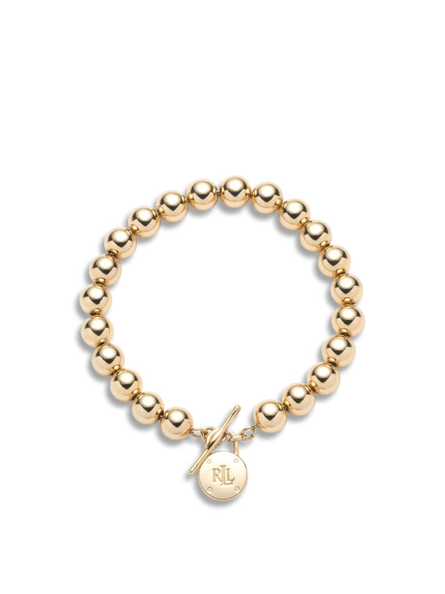 Lauren Ralph Lauren Gold Beaded Chain Bracelet with Padlock