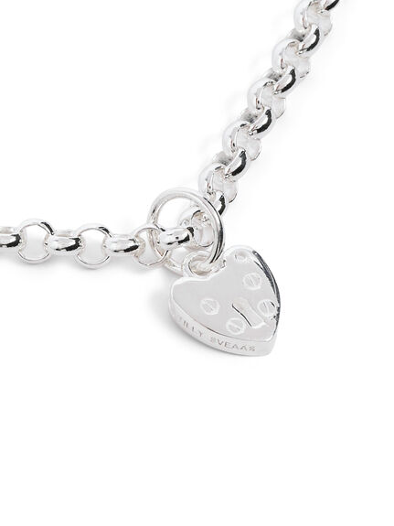 Small Silver Padlock Heart on Belcher Chain Bracelet
