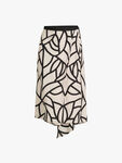 Silk Print Asymmetric Midi Skirt