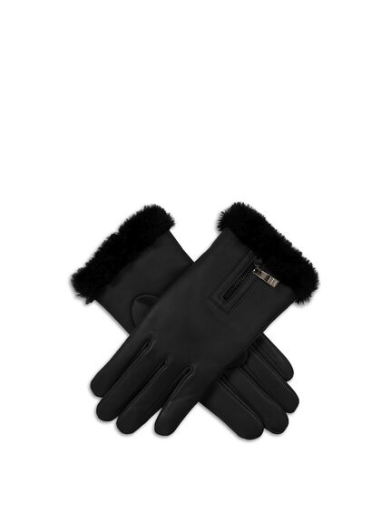 YASMIN Leather Glove with Decorative Zip
