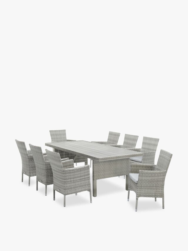 Aruba 8 Seat Rectangle Stacking Dining Set with Table and 8 Chairs