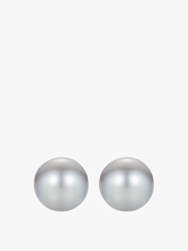 Silver Button Pearl Studs