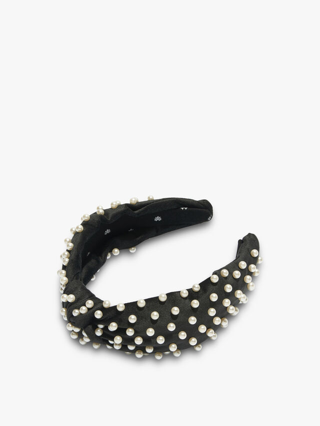 Velvet Acrylic Pearls Headband